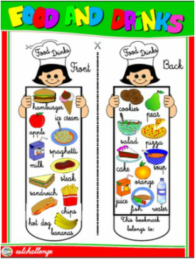 FOOD AND DRINKS BOOKMARK #