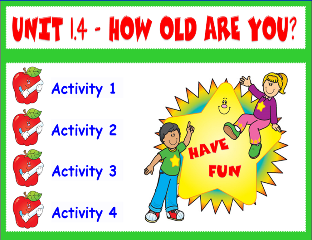 Smart Board activities (cardinal numbers, age and verb to be)