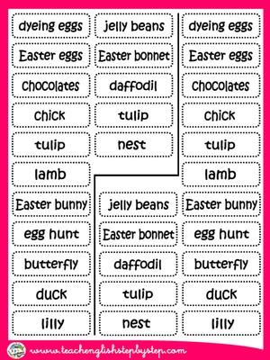 EASTER PICTURE DICTIONARY - CUTOUTS