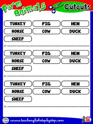 Farm  Animals - Picture Dictionary Cutouts