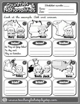 COUNTRIES AND NATIONALITIES - WORKSHEET