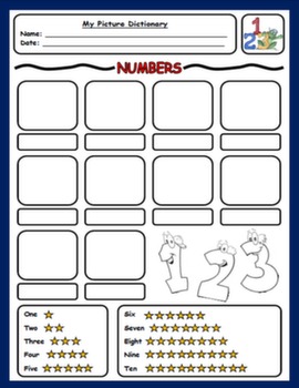 CARDINAL NUMBERS PICTURE DICTIONARY #