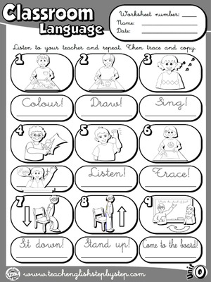 Classroom Language - Worksheet 1 (B&W version)