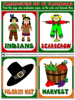 THANKSGIVING FLASHCARDS (20 CARDS)