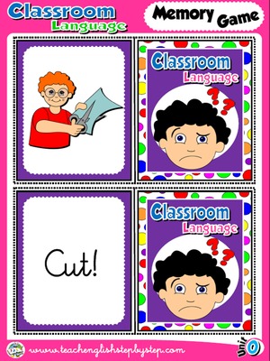 Classroom Language - Memory Game  Cards (Picture - Word)