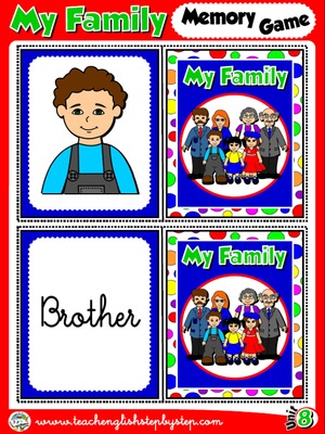 My Family - Memory Game Cards (Picture - Word)