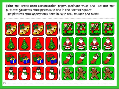 CHRISTMAS  SUDOKU GAME (CARDS CUTOUTS)