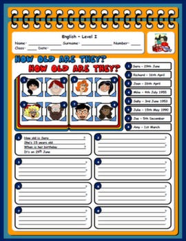 #BIRTHDAY AND AGE WORKSHEET