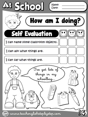 At School - Self Evaluation (B&W version)