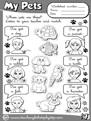 My Pets - Worksheet 4 (B&W version)