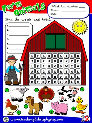 Farm  Animals - Worksheet 1