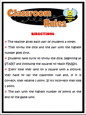 Classroom Rules Board Game - Directions