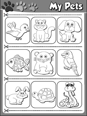 My Pets - Worksheet 2 (B&W version - cutouts)