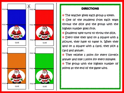CHRISTMAS BOARD GAME (DIRECTIONS AND TOKENS)