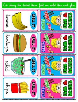 FOOD AND DRINKS SNAKES AND LADDERS CARDS