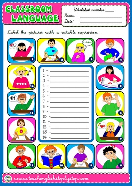 #CLASSROOM LANGUAGE WORKSHEET 3 (AVAILABLE IN BLACK & WHITE)