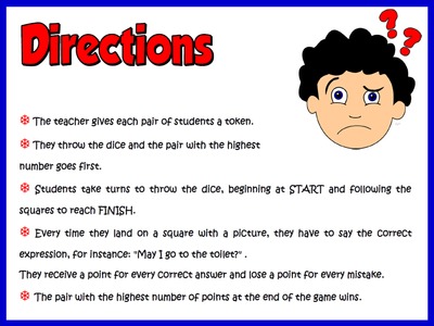 Classroom Language - Board Game Directions