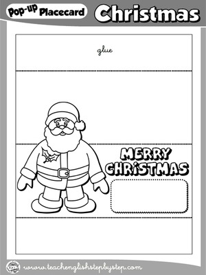 CHRISTMAS POP-UP PLACEMENT CARD (B & W VERSION)