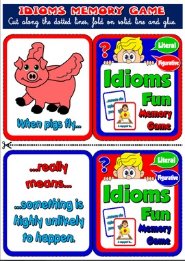 IDIOMS MEMORY GAME (3 OF 30 CARDS)