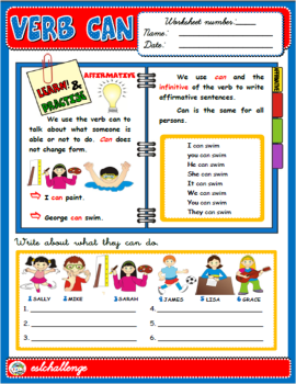 VERB CAN - STUDY WORKSHEET + EXERCISES ( AFFIRMATIVE)