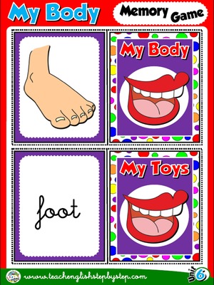 My Body - Memory Game Cards (Picture - Word)