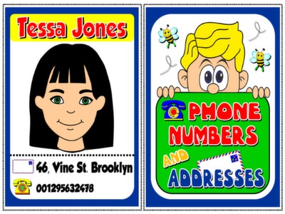 #PHONE NUMBERS & ADDRESSES - SPEAKING ACTIVITY (20 CARDS)