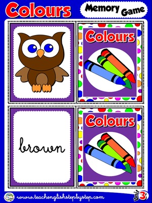 Colours - Memory Game Cards (Picture - Word)