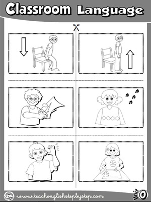 Classroom Language - Picture Dictionary Cutouts - page 2 (B&W version)
