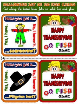 THANKSGIVING GO FISH! GAME (20 CARDS)