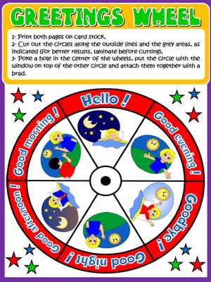 Greetings and Names - Vocabulary Wheel - page 1