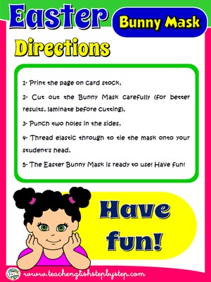 EASTER BUNNY MASK - DIRECTIONS