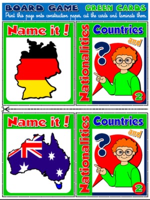 #COUNTRIES AND NATIONALITIES - BOARD GAME (GREEN CARDS)