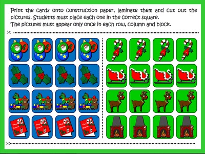 CHRISTMAS  SUDOKU GAME (CARDS CUTOUTS)