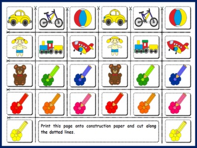 #TOYS AND COLOURS - BOARD GAME PICTURE CARDS