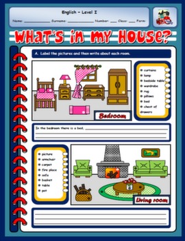PARTS OF THE HOUSE AND FURNITURE WORKSHEET#