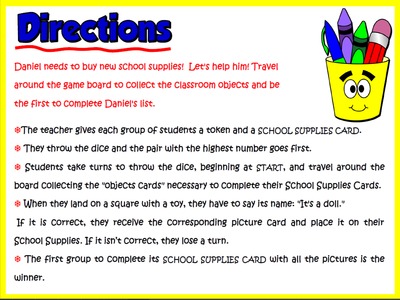 At School - Board Game (Directions)