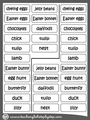 EASTER PICTURE DICTIONARY - CUTOUTS