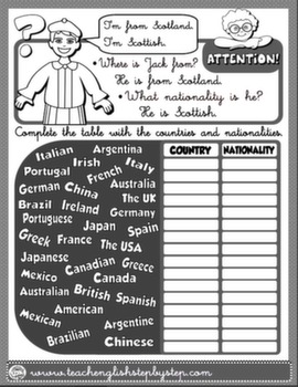 COUNTRIES AND NATIONALITIES - WORKSHEET
