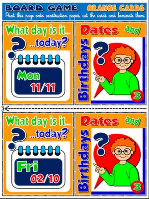 #AGE / BIRTHDAYS / DATES - BOARD GAME CARDS (ORANGE CARDS)