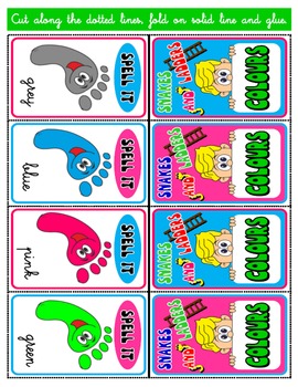 COLOURS SNAKES AND LADDERS CARDS
