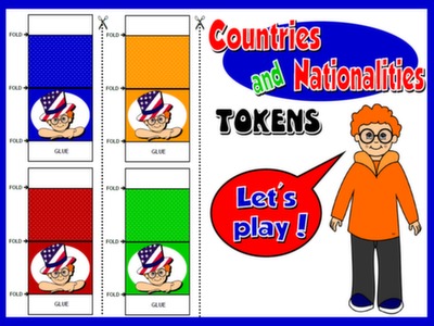 COUNTRIES AND NATIONALITIES - BOARD GAME (TOKENS)