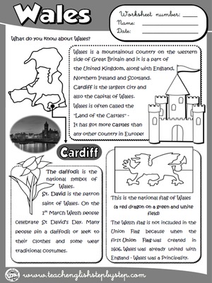 Wales - Worksheet (B&W version)