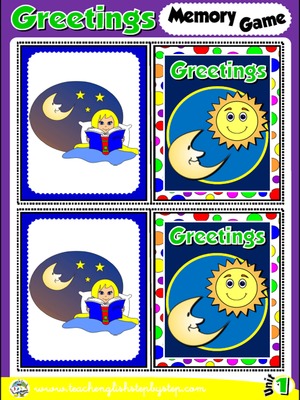 Greetings and Names - Memory Game Cards (Picture - Picture) 