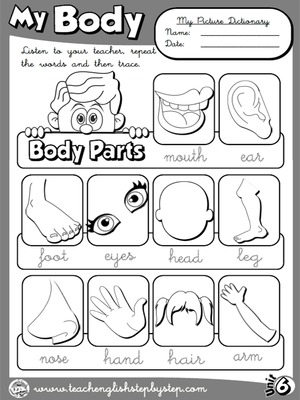 My Body - Picture Dictionary (B&W version)