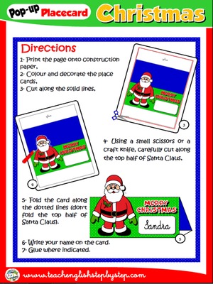 CHRISTMAS POP-UP PLACEMENT CARD (DIRECTIONS)