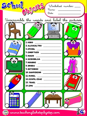 School Objects - Worksheet 3