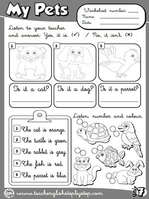 My Pets - Worksheet 5 (B&W version)