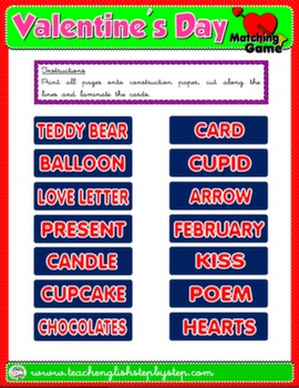 VALENTINE'S DAY MATCHING GAME (CUTOUTS)#
