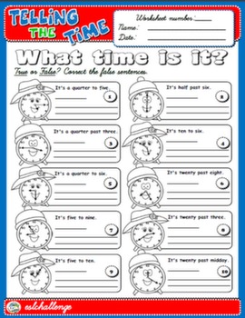 TELLING THE TIME WORKSHEET 