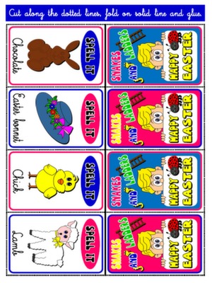 EASTER SNAKES AND LADDERS SPELLING CARDS